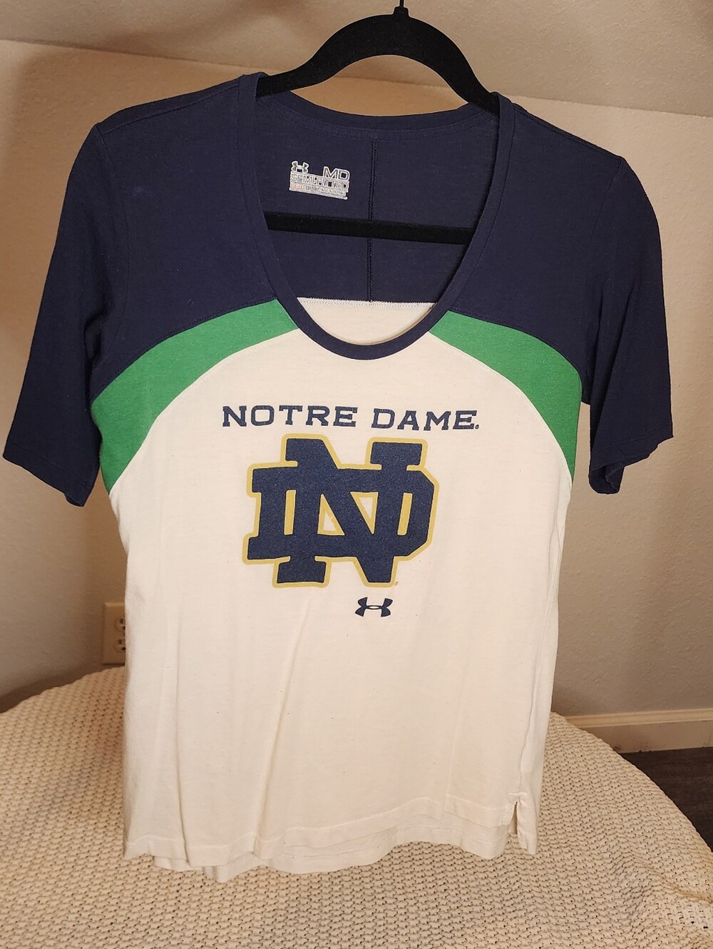 Notre Dame Under Armour Short Sleeve Tee - Navy, Green, White
